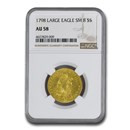 1798 $5 Gold Capped Head Half Eagle AU-58 NGC (Large Eagle Sm. 8) 1798 $5 Gold Capped Head Half Eagle AU-58 NGC (Large Eagle Sm. 8)
